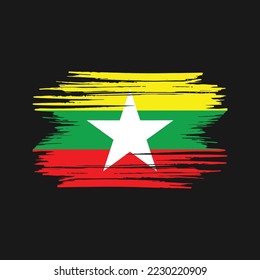 Myanmar Flag Brush Vector Illustration
