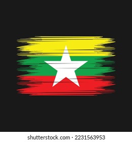 Ilustración del vector del pincel de bandera de Myanmar