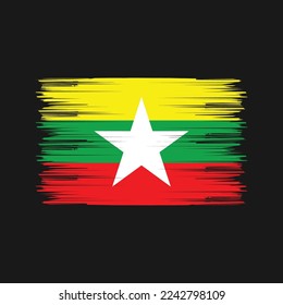 Myanmar Flag Brush Vector Illustration