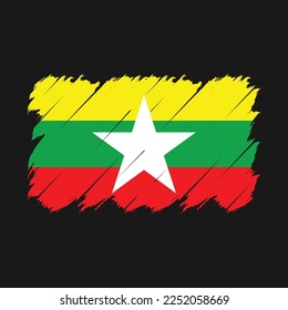 Myanmar Flag Brush Vector Illustration