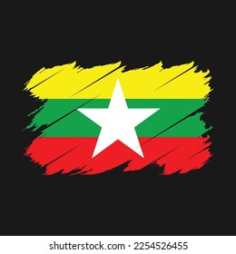 Ilustración del vector del pincel de bandera de Myanmar