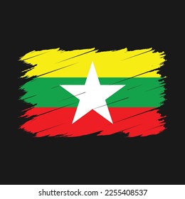 Ilustración del vector del pincel de bandera de Myanmar