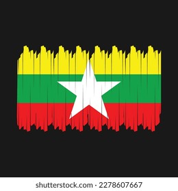 Ilustración del vector del pincel de bandera de Myanmar