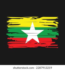 Myanmar Flag Brush Vector Illustration