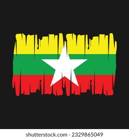 Myanmar Flag Brush Vector Illustration