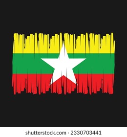 Ilustración del vector del pincel de bandera de Myanmar
