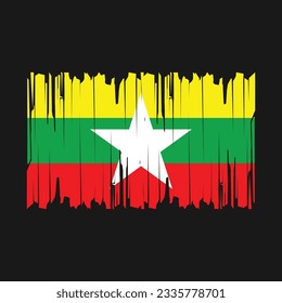 Myanmar Flag Brush Vector Illustration