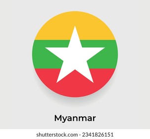 Myanmar-Flaggenblase kreisrund um die Form Symbol Vektorgrafik