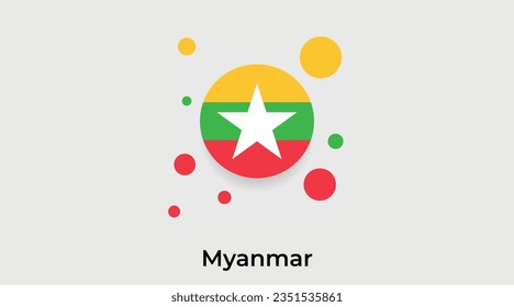 Myanmar Flaggenblase kreisrund um die Form Symbol bunte Vektorgrafik