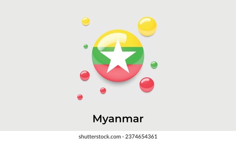 Myanmar Flaggenblase kreisrund um die Form Symbol bunte Vektorgrafik