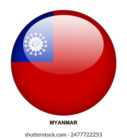 MYANMAR flag button on white background