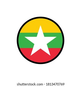 Myanmar flag in circle on white background