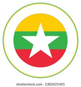 Bandera de Myanmar en círculo. Bandera de Myanmar en círculo 
