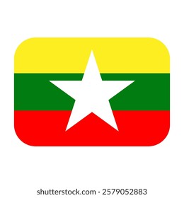 Myanmar flag design icon emoticon. Vector illustration on white background of Myanmar flag.