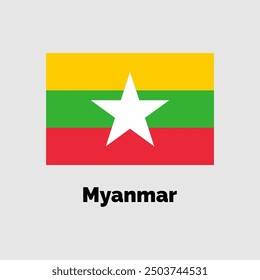 Myanmar flag design vector illustration on a gray background for graphic and web design.