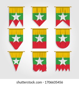 Myanmar-Flagge in verschiedenen Formen, Flagge von Myanmar in verschiedenen Formen