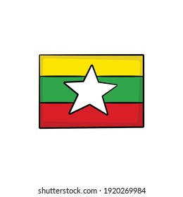 Myanmar flag in drawing style isolated vector. Hand drawn object illustration for your presentation, teaching materials or others.