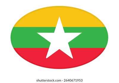 Myanmar flag ellipse shaped. vector	
