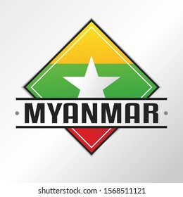 Myanmar Flag Emblema. Vector Design National. Illustration Country Symbol. Insignia Banner Logo.