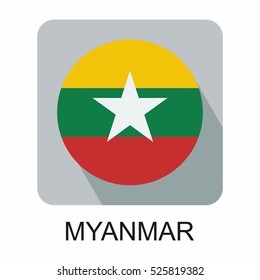 myanmar flag, flat design vector south east asia  flag design