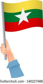 Myanmar flag in hand icon