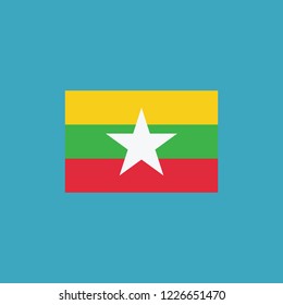 Myanmar flag icon in flat design. Independence day or National day holiday concept.