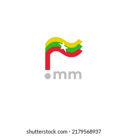 Myanmar flag icon. Original simple design of the myanmar flag, map marker. Design element, template national poster with mm domain. State patriotic banner. Vector illustration