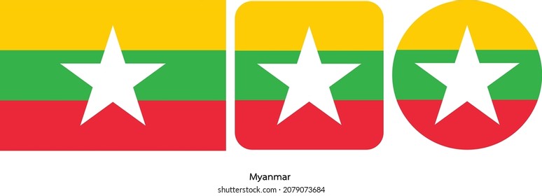 Myanmar flag icon set . icons collection. Simple vector illustration.