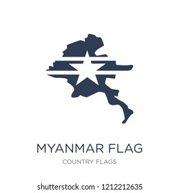 Myanmar flag icon. Trendy flat vector Myanmar flag icon on white background from Country Flags collection, vector illustration can be use for web and mobile, eps10
