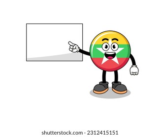 ilustración de la bandera de myanmar haciendo una presentación, diseño de caracteres