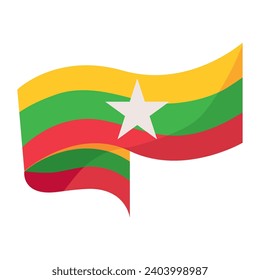myanmar flag illustration vector isolated