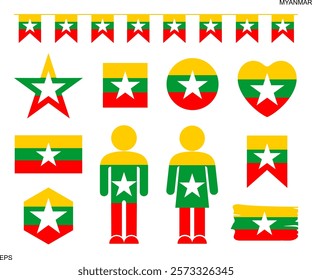 Myanmar flag logo. Isolated Myanmar flag on white background