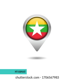Myanmar flag map pin vector design template