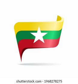 Myanmar flag map pointer layout. Vector illustration.