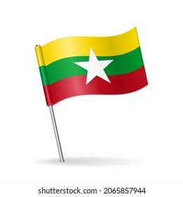 Myanmar flag map pointer layout. Vector illustration.