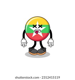 myanmar flag mascot illustration is dead , character design