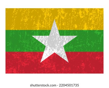 Myanmar flag, official colors and proportion. Vector illustration.