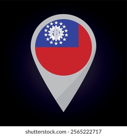 Myanmar Flag on Location Pin. vector illustration