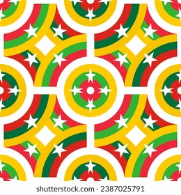 myanmar flag pattern. loop background. star tracery. vector illustration