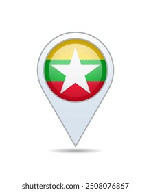 Myanmar - flag pin for map. Vector illustration.