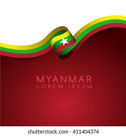 Myanmar Flag Ribbon : Vector Illustration