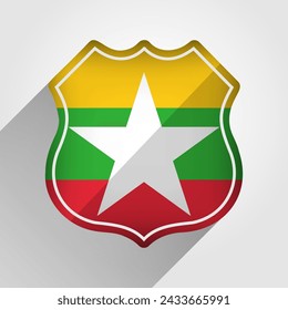 Myanmar Flag Road Sign Illustration