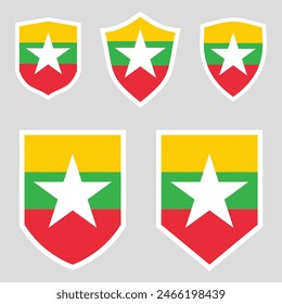 Bandera de Myanmar en marco de escudo