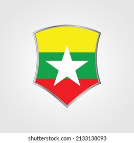 Myanmar Flag with Shield Frame. National Flag