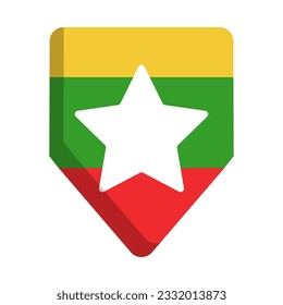 Myanmar flag shield icon. Myanmar military. Vector.