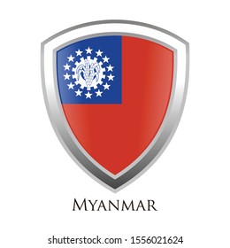myanmar  flag shield logo icon vector