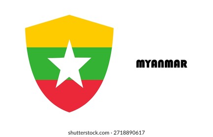 Myanmar flag in shield shape (badge)