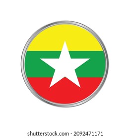 Myanmar flag with silver frame vector design
