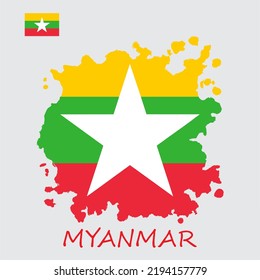 Myanmar flag, simple and attractive vector illustration