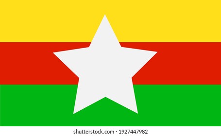 Myanmar flag Square style with a star in the middle